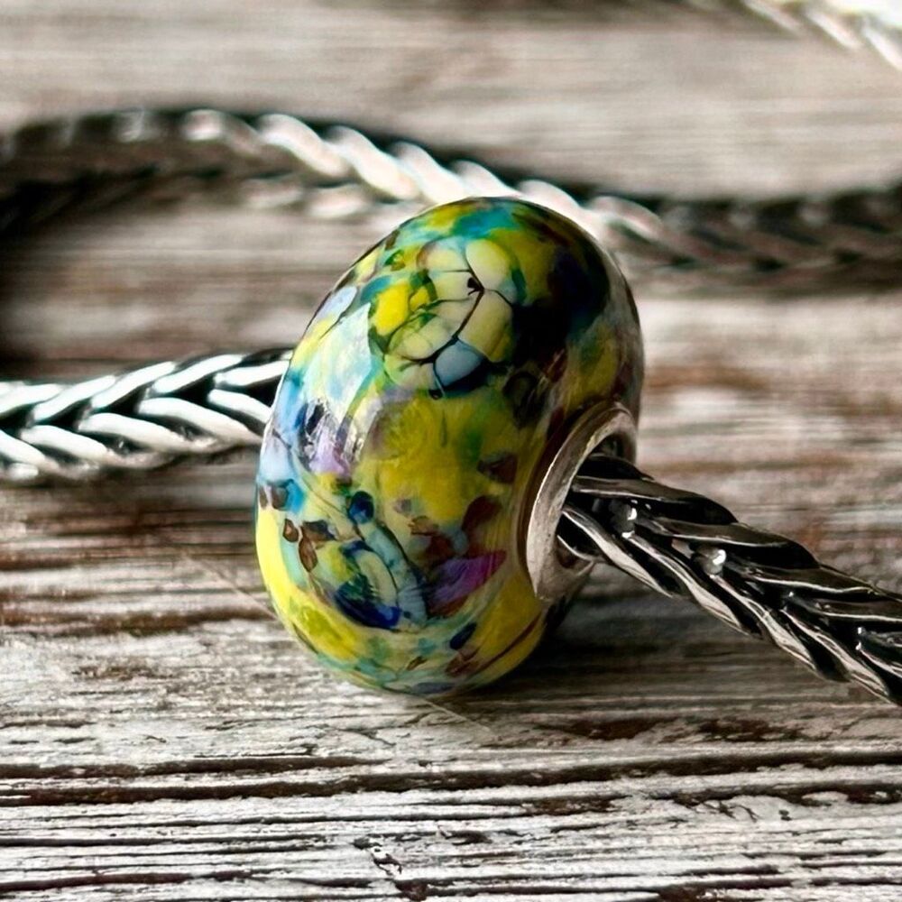 TROLLBEADS TrollStone Yellow Blue Teal Maroon Mosaic LAA 925S NEW w Tags